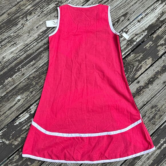 Lisa Rene Tunic Small Pink Colorblock Linen Layer Lagenlook Wearable Artsy Boho - Picture 9 of 14